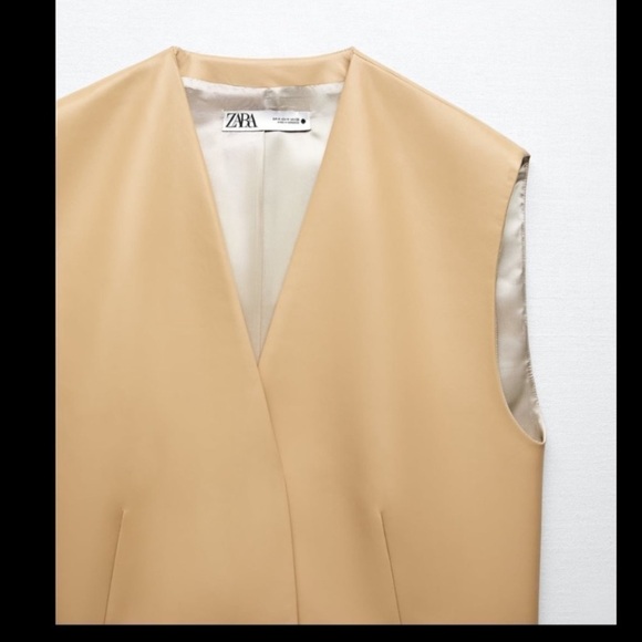 Zara woman Beige Faux Leather vest size lager new with tags - Picture 6 of 10